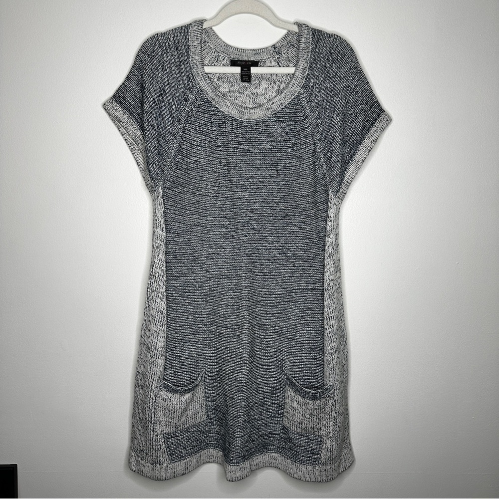 Style & Co. Knit Sweater Dress Grey Navy Short Sleeve XXL
